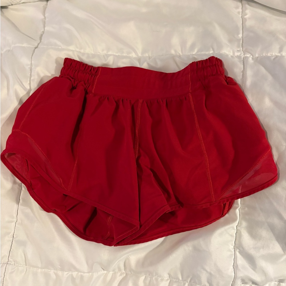 2.5 inch Red Lululemon HottyHot Shorts